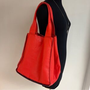 WELTFREMD Red Leather Tote Bag